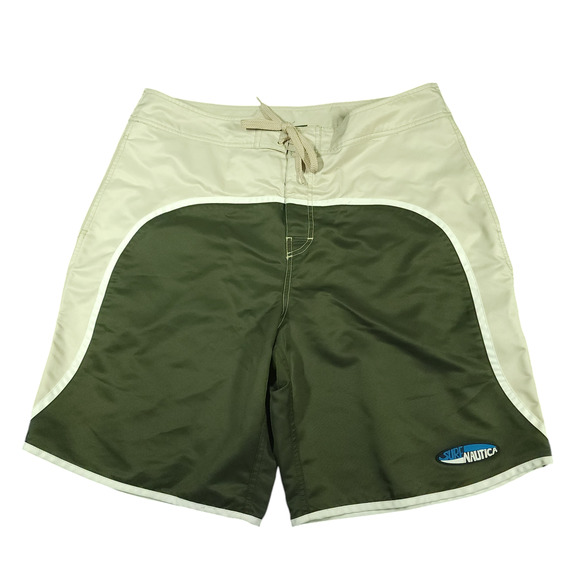 Nautica Board Shorts 38 Mens Baggy Two Tone High Waisted Above the Knee Surf - Picture 1 of 11